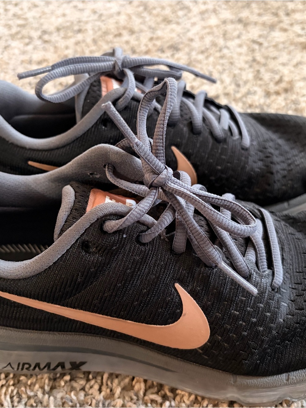 Nike Women's Athletic Sneakers in Black with Peach Swoosh